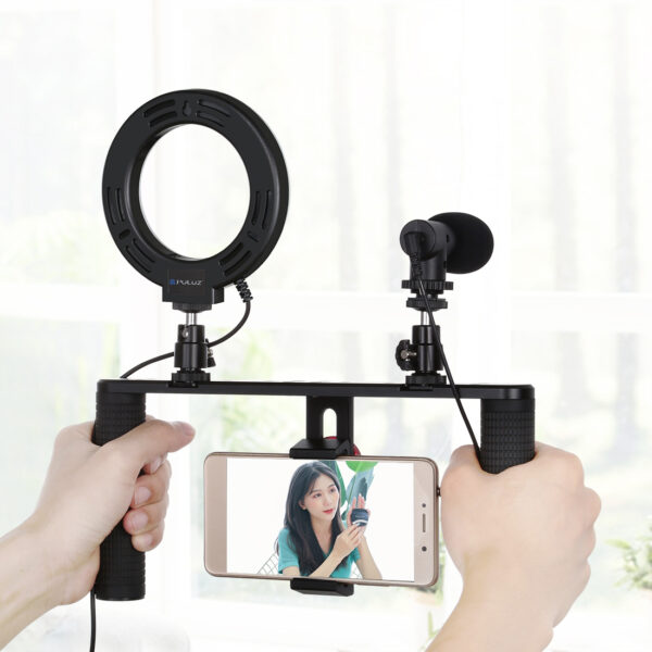 PULUZ - Plataforma de Vlog + LED + Microfone para Telemóvel - Image 11