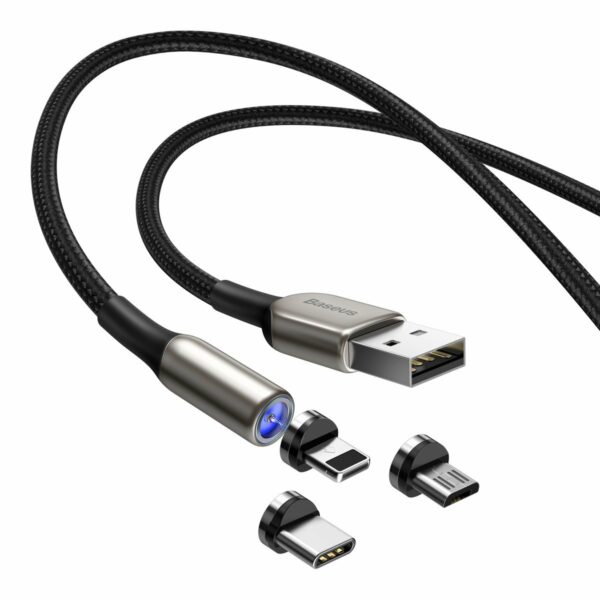 Baseus - Cabo Magnetico USB-C + micro USB + Lightning 2A  - 1m - Image 3