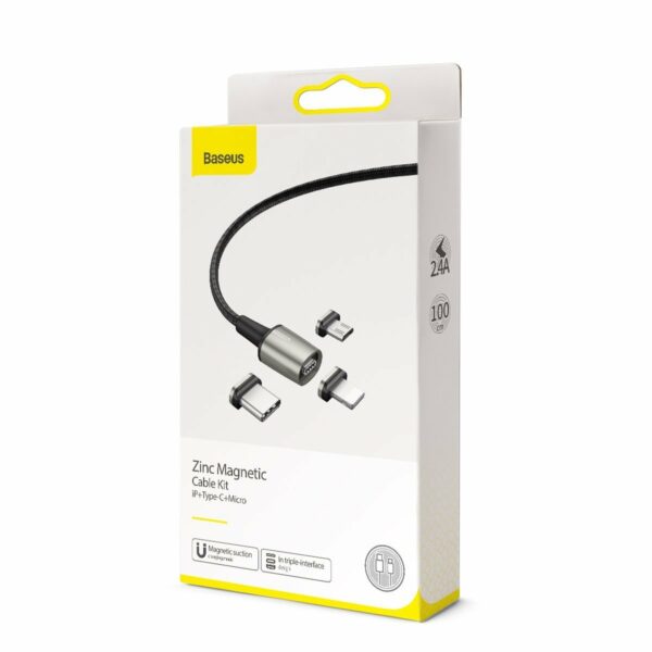 Baseus Zinc Magnetic Cable Kit - 2.4/3A - 1m - Image 4